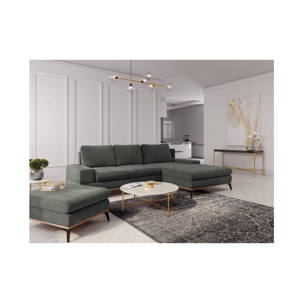 Temno siva sedežna garnitura Windsor & Co Sofas Planet, desni kot-image-1
