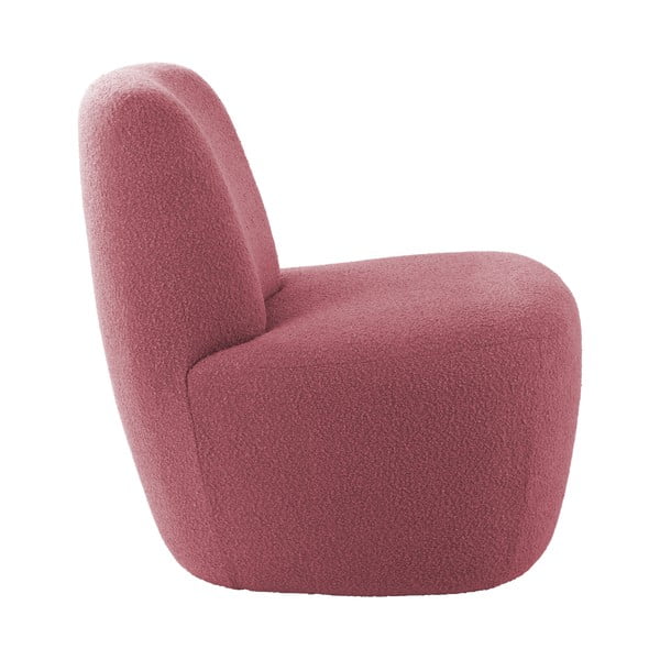 Rožnat fotelj iz tkanine bouclé Ada – Leitmotiv-image-3