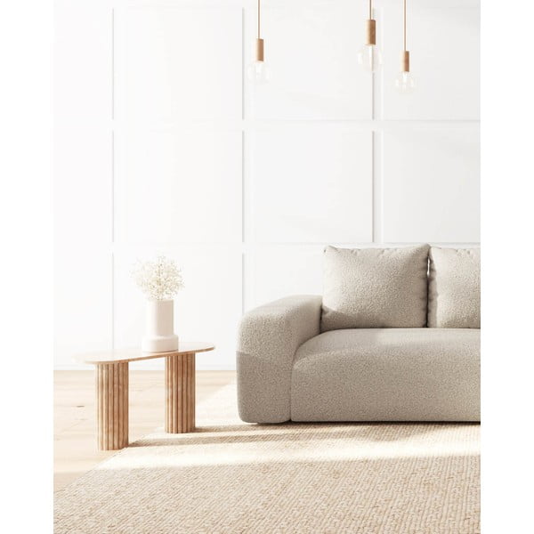 Kremno bela kotna sedežna garnitura iz tkanine bouclé (z desnim kotom) Feiro – MESONICA-image-4