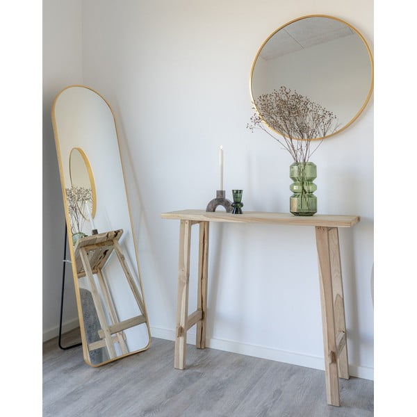 Stranska mizica iz masivnega tika v naravni barvi 30x90 cm Girona – House Nordic-image-1