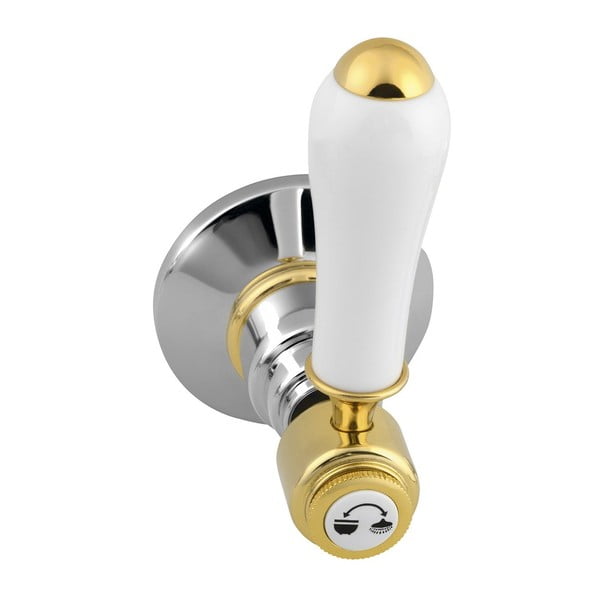 Vgrajena armatura za tuš v sijajno srebrni in zlati barvi (2 izhoda) Antea – Sapho-image-1