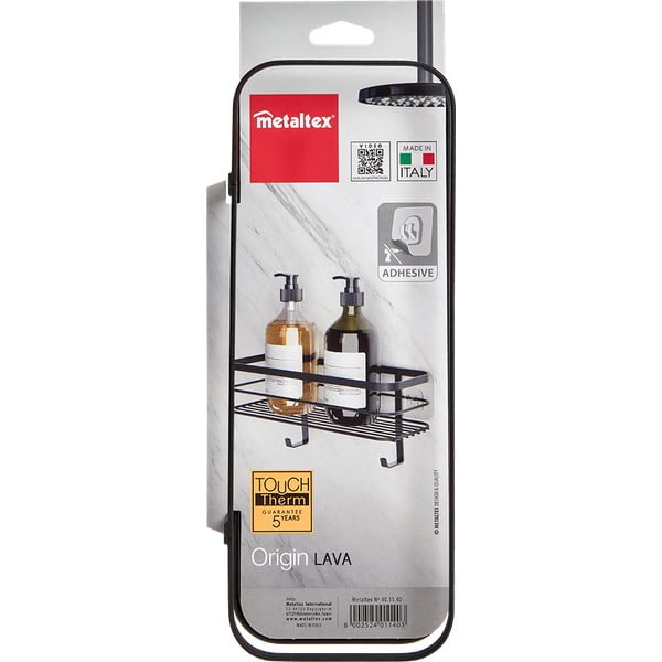 Črna stenska polica za kopalnico Metaltex Origin-image-3