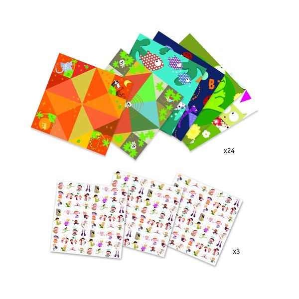 Komplet 8 papirjev za origami z nalepkami Djeco Fortune-image-2