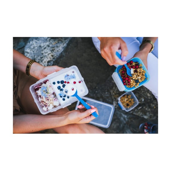 Modra posoda za malico in kosilo z jedilnim priborom, Vialli Design, 650ml+230m-image-4
