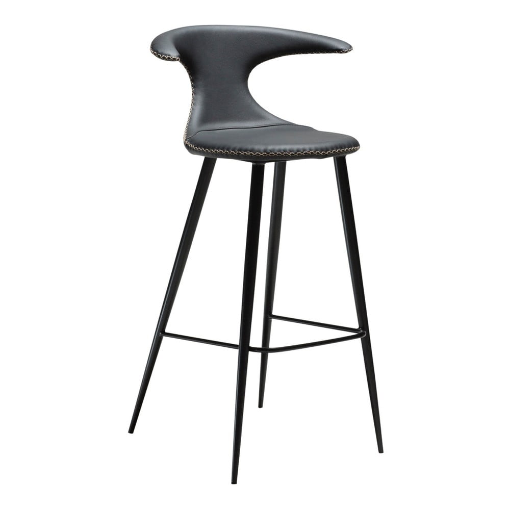 Črn barski stol z usnjenim sedežem DAN-FORM Denmark Flair