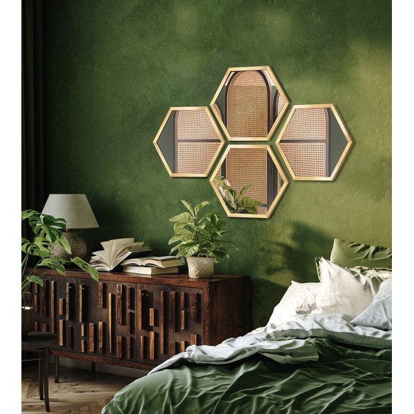 Stenska ogledala v kompletu 4 ks 35x40 cm Heksagon-image-1