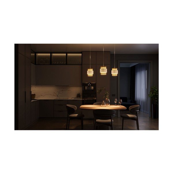 Viseča svetilka v naravni barvi s senčilom iz ratana in tekstila Abra 2 – GTV-image-2