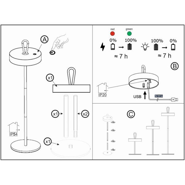 Črna LED namizna svetilka (višina 47 cm) Dord – Fischer & Honsel-image-1