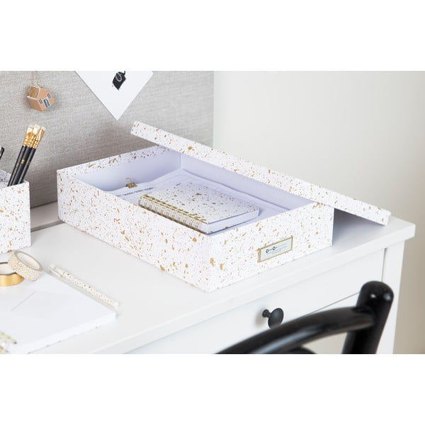 Škatla za shranjevanje v zlati in beli barvi Bigso Box of Sweden Oskar-image-1