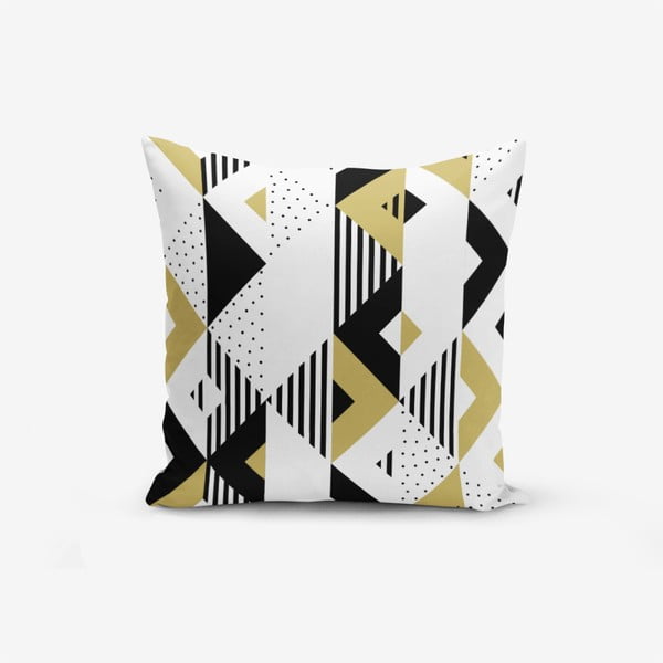 Prevleka za vzglavnik iz mešanice bombaža Minimalist Cushion Covers Mustard Color Geometric Sekiller, 45 x 45 cm