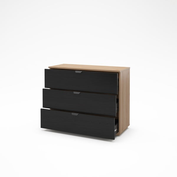 Črna/naravna komoda v hrastovem dekorju 100x80x40 cm Dennis – Marckeric-image-2