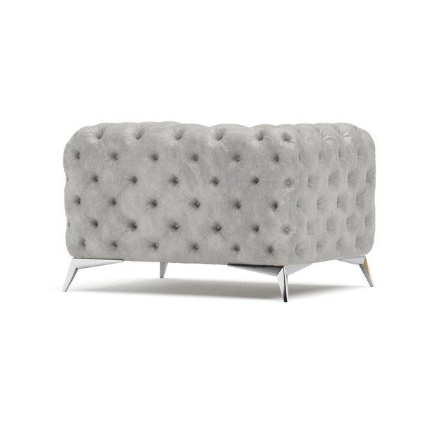 Svetlo siv žameten fotelj Chelsea – Ropez-image-2