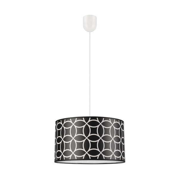 Črna/bela viseča svetilka s tekstilnim senčnikom ø 35 cm Print – LAMKUR