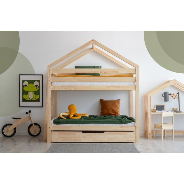 Otroška postelja s prostorom za shranjevanje z letvenim dnom 80x160 cm v naravni barvi DMPB – Adeko-image-1