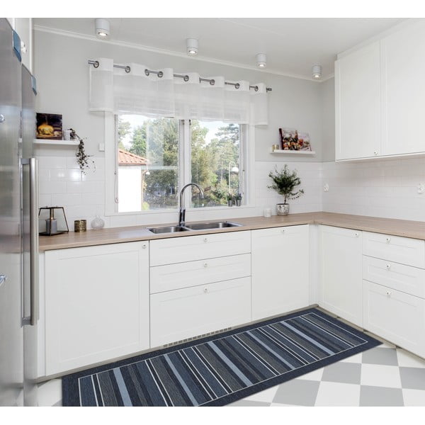 Temno moder tekač Floorita Velur, 55 x 140 cm-image-2