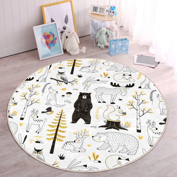 Rumena/bela otroška preproga ø 100 cm Comfort – Mila Home-image-4