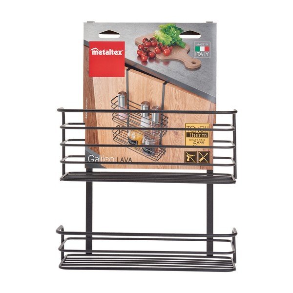 Črna kovinska viseča kuhinjska polica Metaltex Galileo Lava Double-image-3