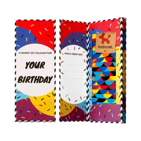 Nogavice v darilni škatli Ballonet Happy Birthday Socks Card with Sunse, velikost 41 - 46-image-1