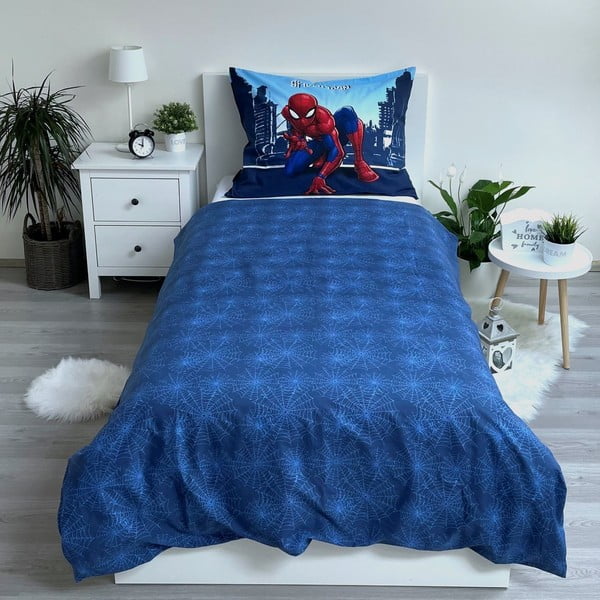Modra enojna bombažna otroška posteljnina 140x200 cm Spider-man "Blue" – Jerry Fabrics-image-2