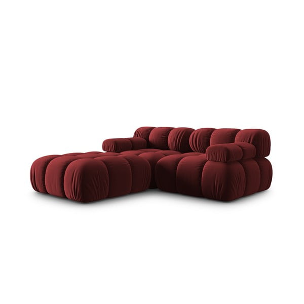 Rdeča žametna kotna sedežna garnitura Bellis – Micadoni Home-image-3