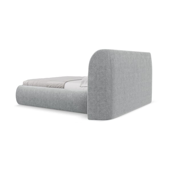 Svetlo siva oblazinjena zakonska postelja s prostorom za shranjevanje z letvenim dnom 180x200 cm Hauke – Makamii-image-4