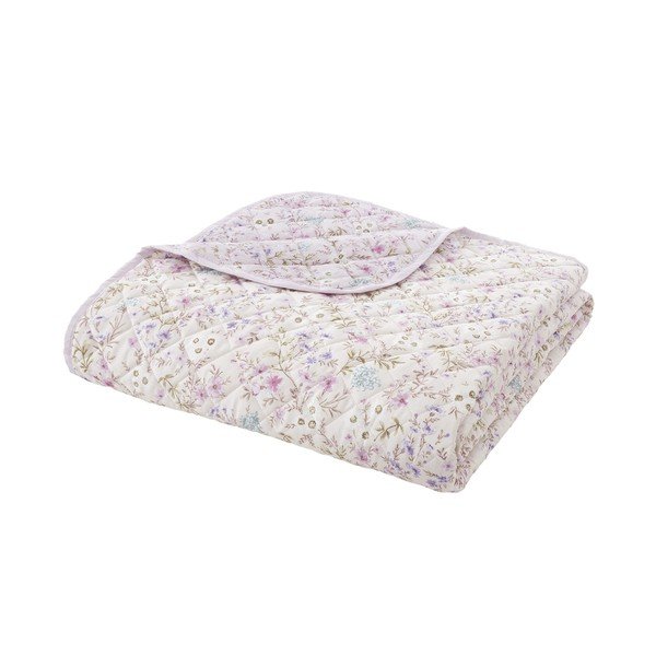 Svetlo vijolično/bež bombažno prešito pregrinjalo 220x230 cm Ditsy Floral – Bianca