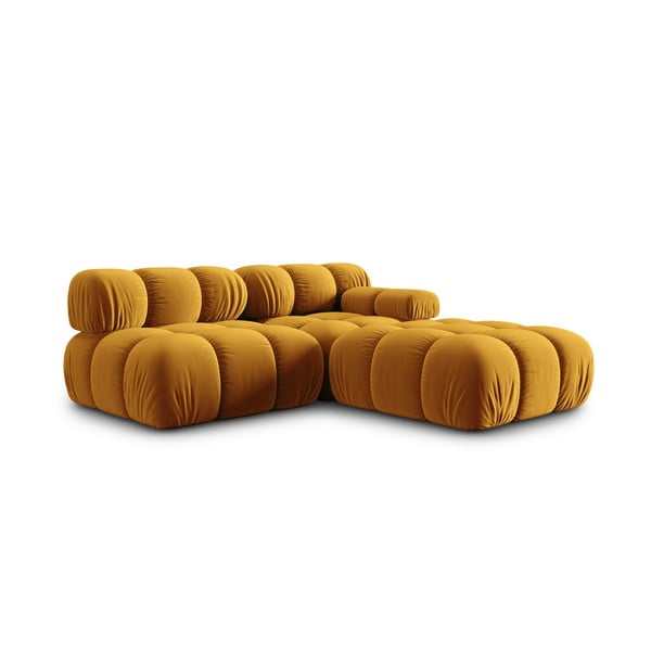 Rumena žametna sedežna garnitura 282 cm Bellis – Micadoni Home-image-4