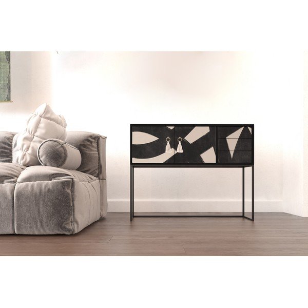 Črna/bež nizka komoda 113x92 cm Freya – Really Nice Things-image-3