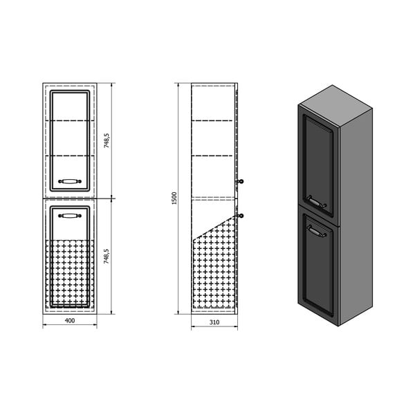Bela kopalniška omarica 40x150 cm Favolo – Sapho-image-4