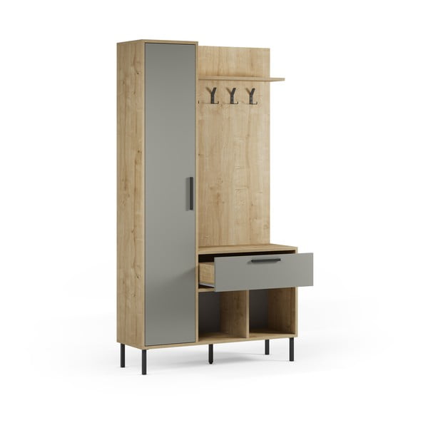 Zelen/naraven set za hodnik v hrastovem dekorju 108x195x35 cm Heidy – Marckeric-image-4