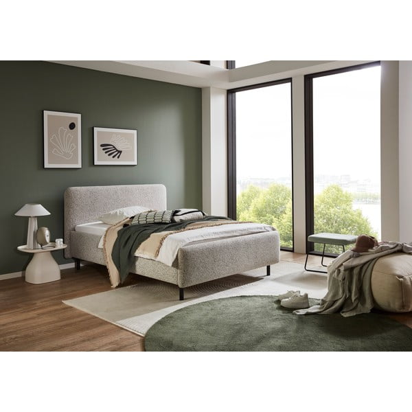 Bež oblazinjena zakonska postelja brez letvenega dna 140x200 cm Primo – Meise Möbel-image-1
