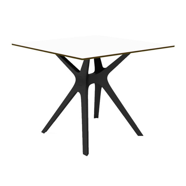 Jedilna miza s črnimi nogami in belim vrhom, primerna za uporabo na prostem Resol Vela, 90 x 90 cm