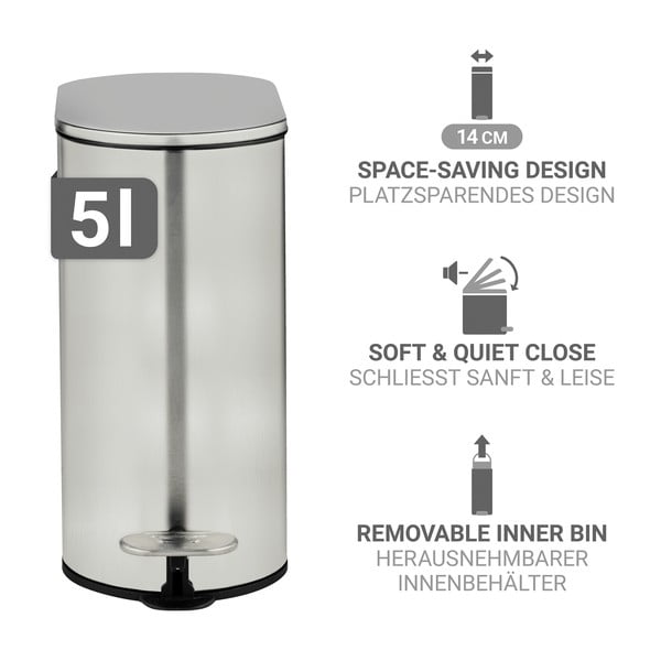 Koš za smeti s pedalom iz nerjavečega jekla v mat srebrni barvi 5 l Collungo – Wenko-image-2