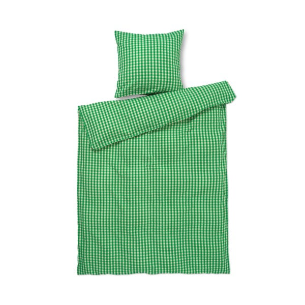 Zelena/bež podaljšana posteljnina iz krepa 140x220 cm Bæk&Bølge – JUNA