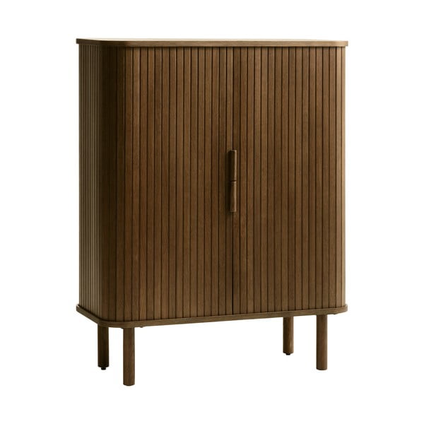 Rjava omarica v hrastovem dekorju z drsnimi vrati 113x90 cm Cavo – Unique Furniture-image-4