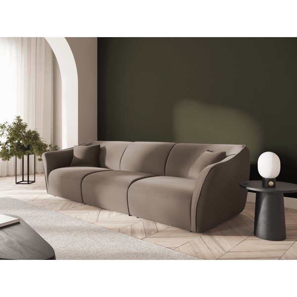 Rjava žametna sedežna garnitura 292 cm Tokyo – Cosmopolitan Design-image-1