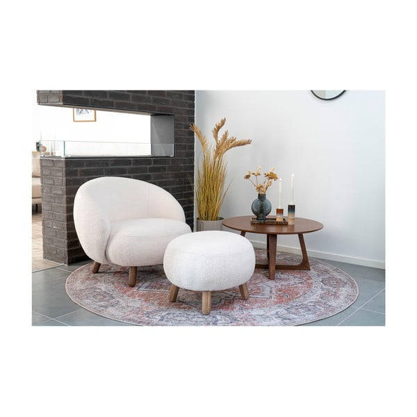 Kremno bel fotelj z naslonjalom za noge Savona – House Nordic-image-1