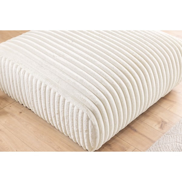 Kremno bel tabure iz rebrastega žameta Justin – Ropez-image-4