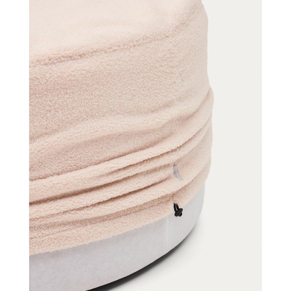 Svetlo rožnat tabure iz tkanine bouclé Kaeli – Kave Home-image-3