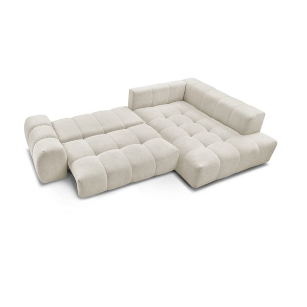 Bela raztegljiva/s prostorom za shranjevanje kotna sedežna garnitura iz šenilje (desni kot/v obliki črke L) Everest – Bobochic Paris-image-4