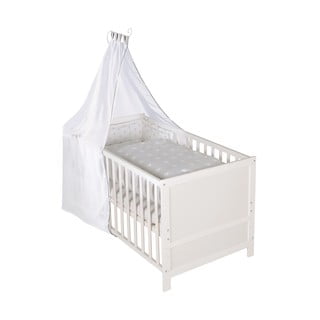Bela otroška posteljica z ogrodjem za baldahin 70x140 cm – Roba