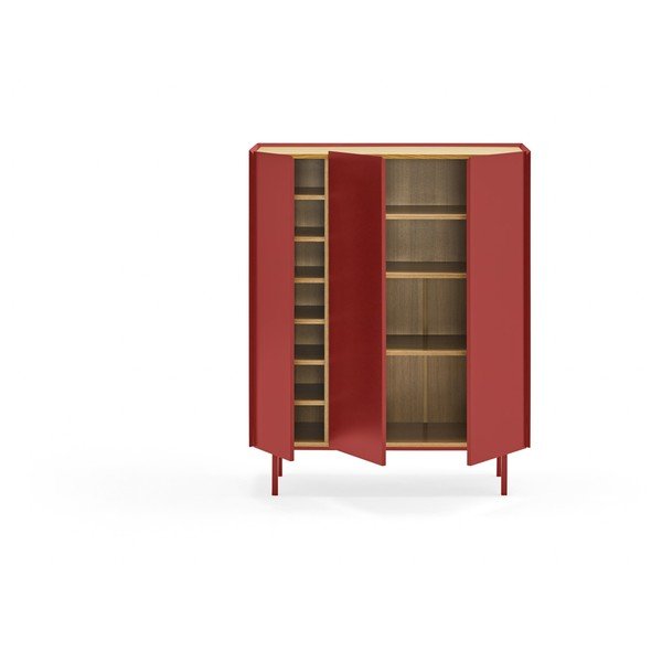 Rdeča visoka komoda v hrastovem dekorju 95x120 cm Arista – Teulat-image-3