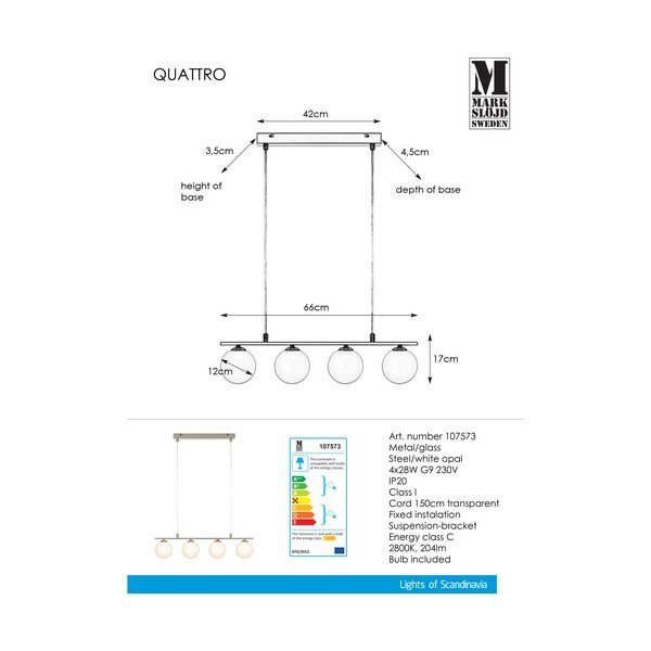 Kovinska viseča svetilka Markslöjd Quattro-image-3