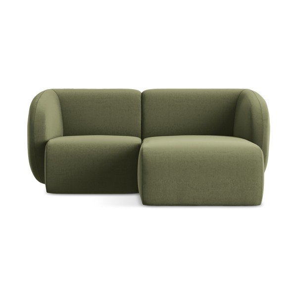 Zelena žametna kotna sedežna garnitura (desni kot/z ležalnikom) Lani – Makamii