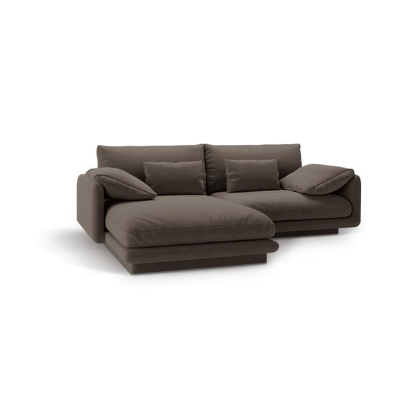 Rjava žametna kotna sedežna garnitura (levi kot/z ležalnikom) Torino – Micadoni -image-2