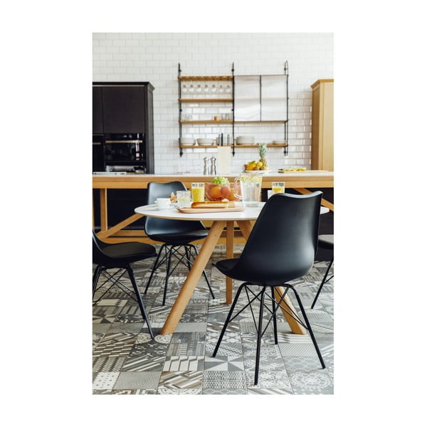 Komplet 2 črnih stolov s črnimi kovinskimi nogami Bonami Essentials Eco-image-1