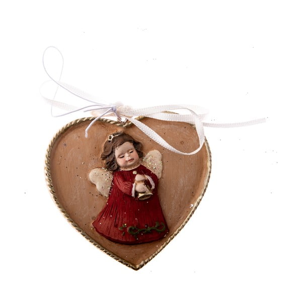 Viseči okrasek v obliki srca z motivom angela Dakls, dolžina 5,5 cm