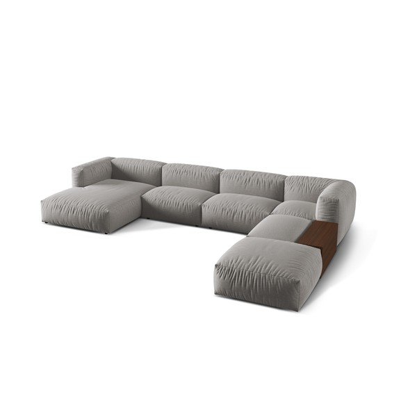 Svetlo siva kotna sedežna garnitura (desni kot/v obliki črke "U") Martina – Micadoni Home-image-1