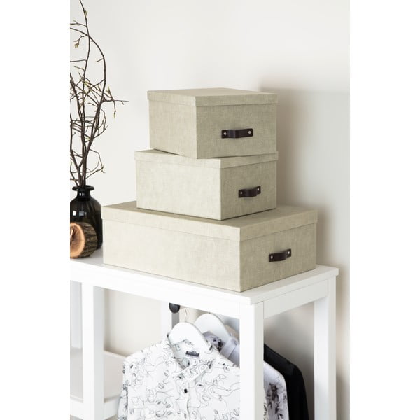 Komplet 3 bež škatel za shranjevanje Bigso Box of Sweden Inge-image-3