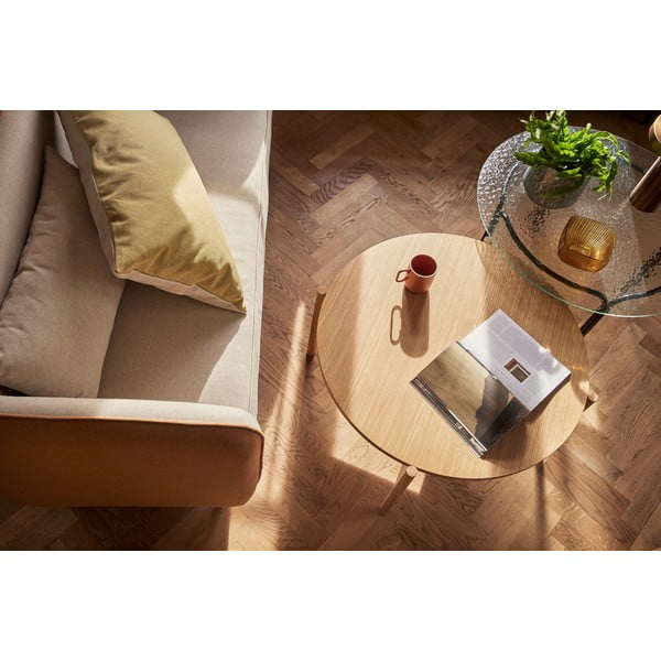 Črna okrogla mizica s stekleno mizno ploščo ø 80 cm Orbit – Hübsch-image-1